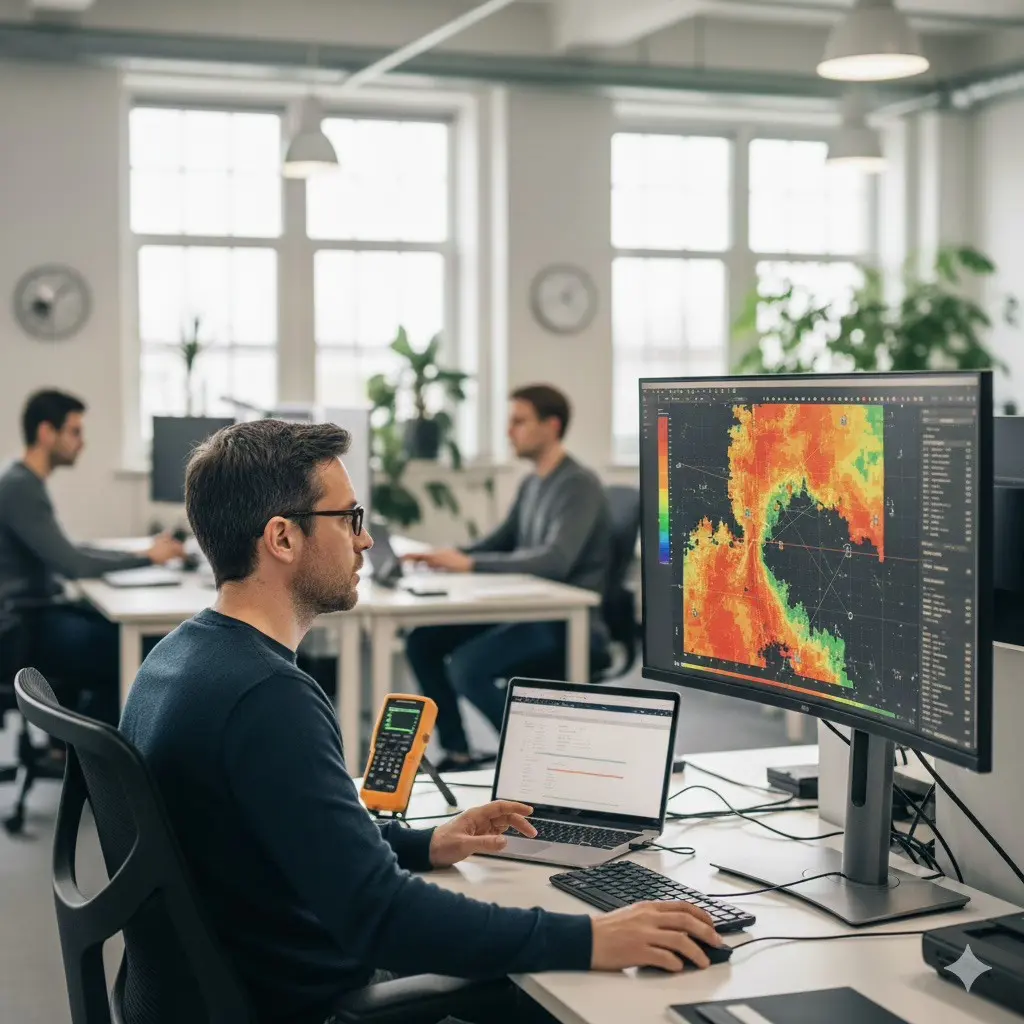 Consultant Meltwain définissant les objectifs de couverture et de capacité du futur réseau Wi-Fi